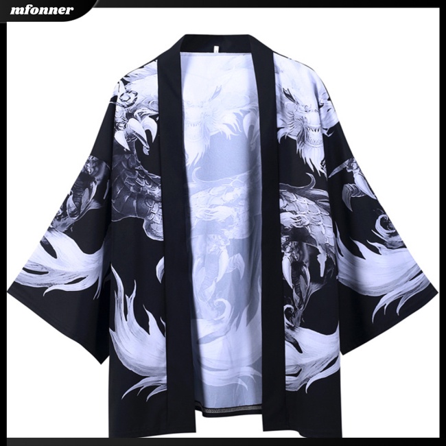 Áo Khoác Kimono Nhật Bản Tay Lỡ Dáng Rộng In Họa Tiết Rồng Chống Nắng Cho Nam Và Nữ