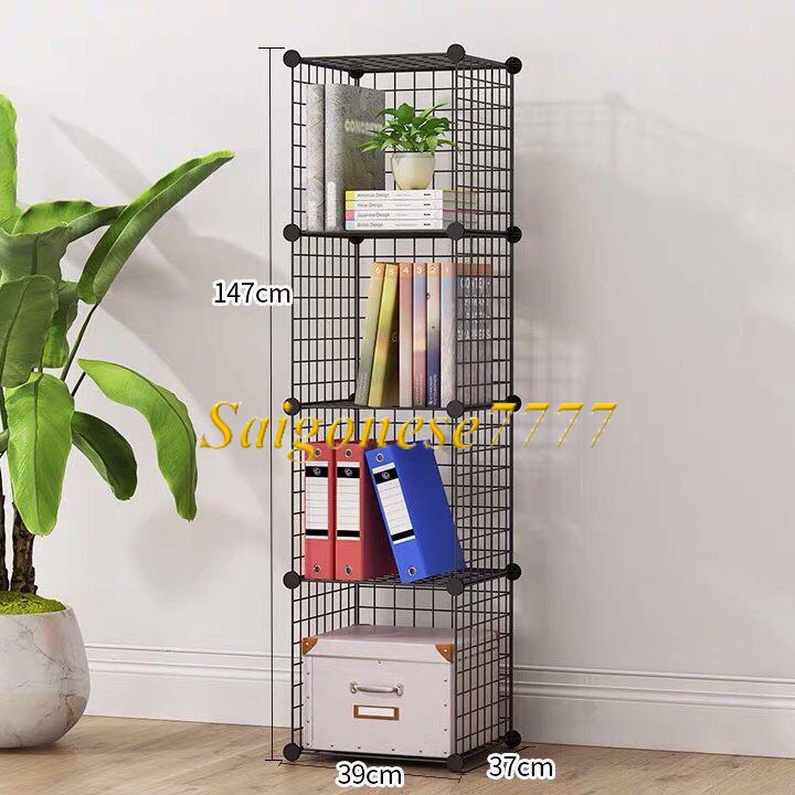 (140*35*35cm) Kệ 4 Ô Kệ Sắt Lưới Nghệ Thuật Lắp Ghép Đa Năng Tiện Dụng Metal Wire Shelving