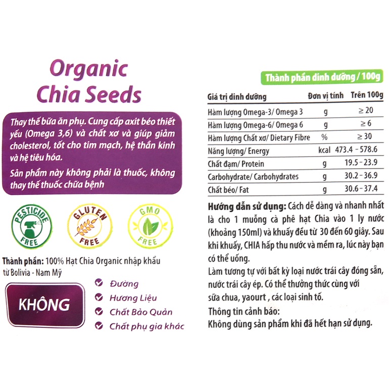 [Chính Hãng]Hạt Chia Organic Xuân An Gói 300gr