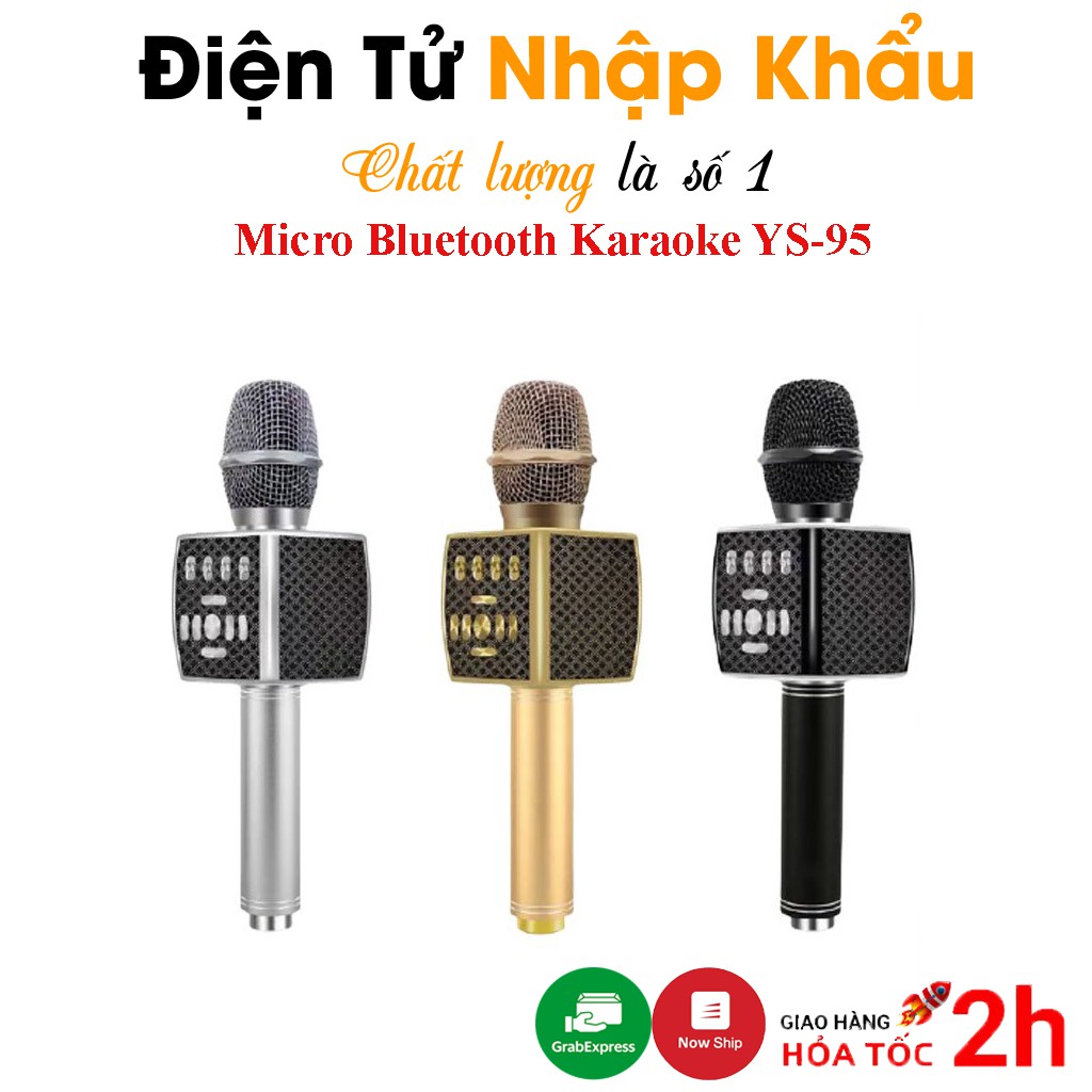 Micro Karaoke Bluetooth YS-95 JVJ Cao Cấp, Micro Livestrem Cầm Tay Thích Hợp Loa Bass - BH 6 tháng
