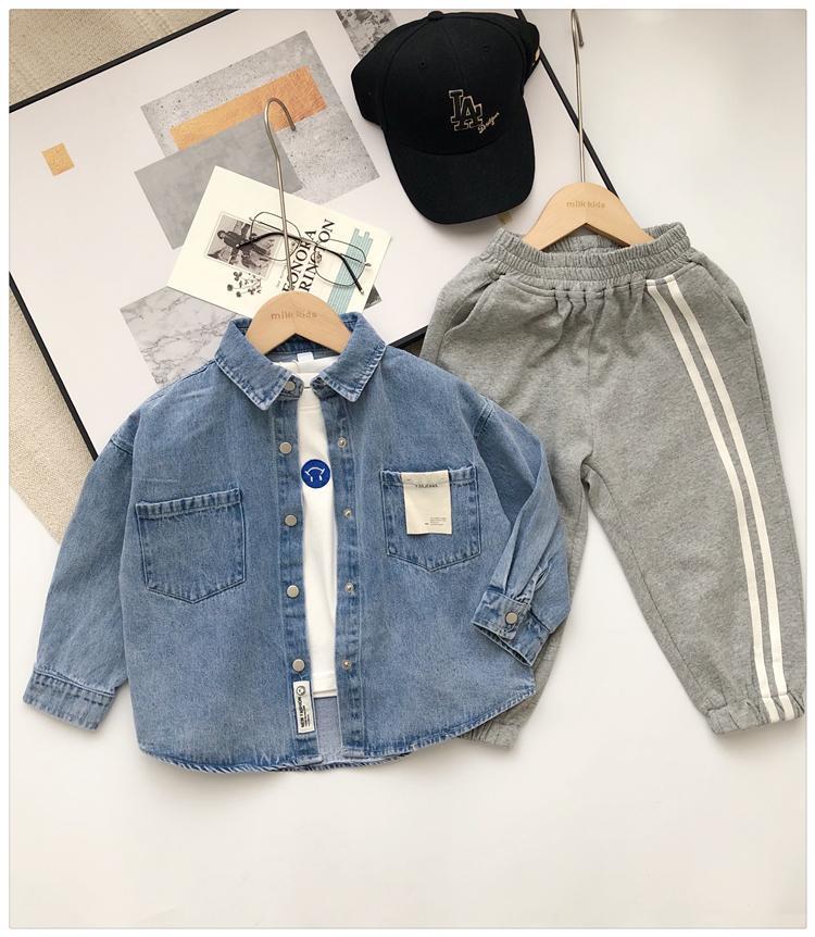 Áo sơ mi vải denim tay dài thời trang cho bé trai