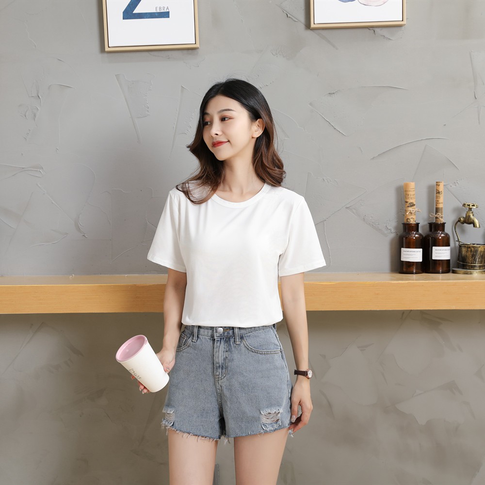 Áo thun croptop CERA-Y form rộng tay ngắn màu trắng / màu đen CRA041