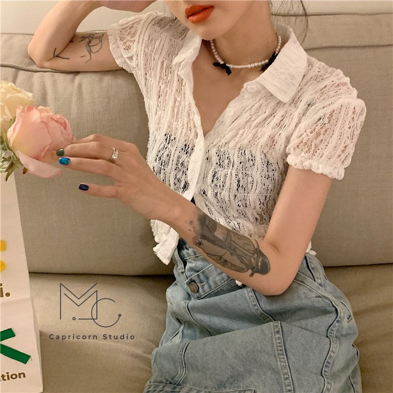 Set váy bò và áo cardigan ren ngắn tay điệu đà cho các nàng mùa hè 2021