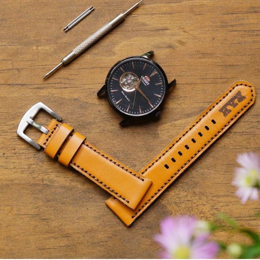 Dây apple watch da bê mềm vàng handmade bền chắc cực đẹp RAM Leather Classic 1989 - tặng khóa chốt và adapter