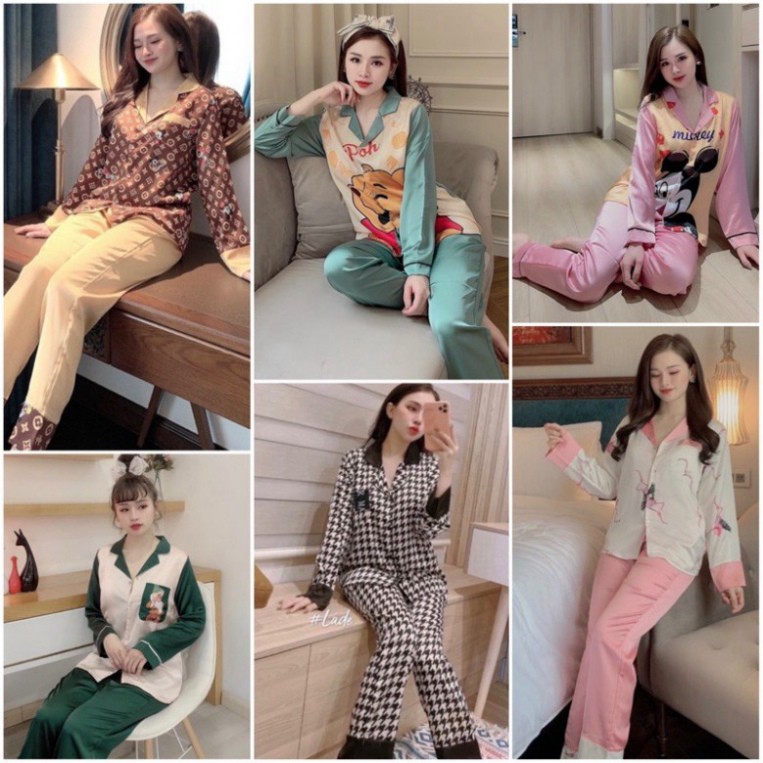 [CÓ VIDEO] ️🎹️🎻Đồ Ngủ💖Đồ Bộ Pijama Lụa Thiết Kế Tay Dài Chất Liệu Satin [HÀNG ĐẸP CHUẨN] Hình ảnh shop chụp️🎹️🎻 Vải