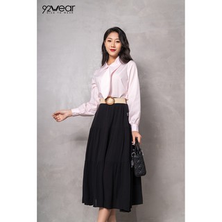 Áo sơ mi nữ công sở tay dài có nơ cổ một bên ASW0681 - 92wear