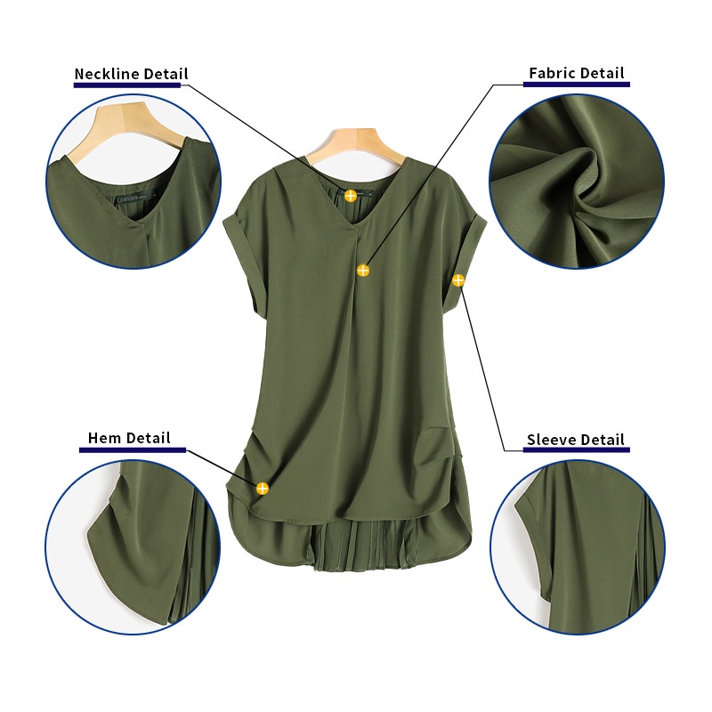 Zanzea Áo Tay Ngắn Cổ Chữ V Màu Trơn Thời Trang Dành Cho Nữ