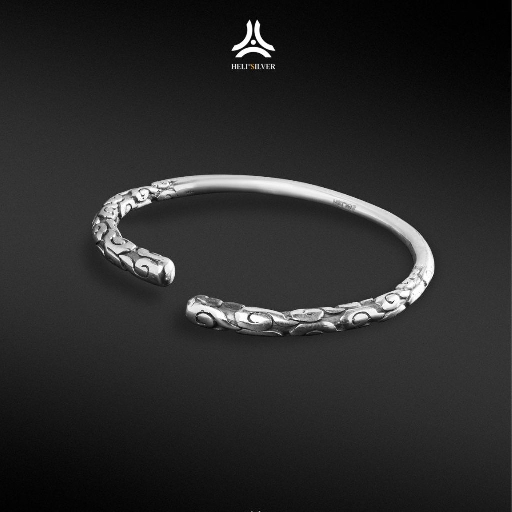 Vòng tay bạc nam, nữ HeliSilver Gậy Như Ý Bạc Helios Original s925 VTBN0050