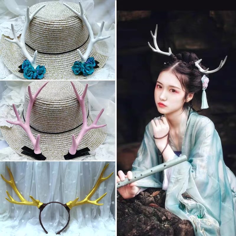 Sừng cổ trang cosplay phụ kiện chụp ảnh có sẵn dùng để cài tóc hỗ trợ concept