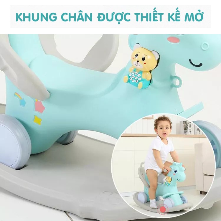 Ngựa Bập Bênh Đa Năng Minamino Kiêm Chòi Chân Xe Đẩy Có Nhạc Cho Bé Chính Hãng