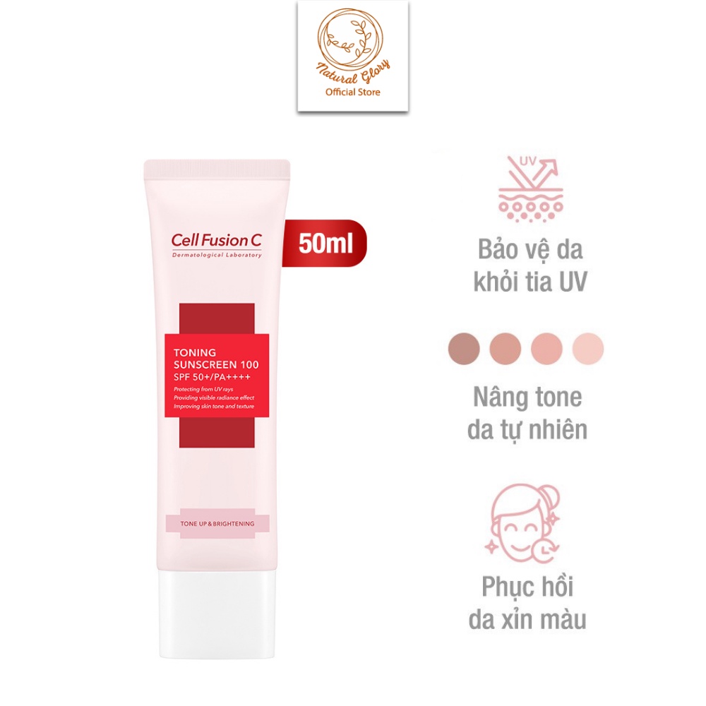 Kem chống nắng nâng tông Cell Fusion C Toning Sunscreen hồng 50ml làm đều màu da, dưỡng da, cấp ẩm SPF50+/PA