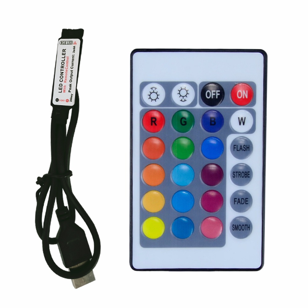 USB 24 Chìa Khóa RGB Bộ Điều Khiển LED 5V IR Remote RGB Giao Diện Điều Chỉnh Độ Sáng LED 4 Pin Áp Dụ