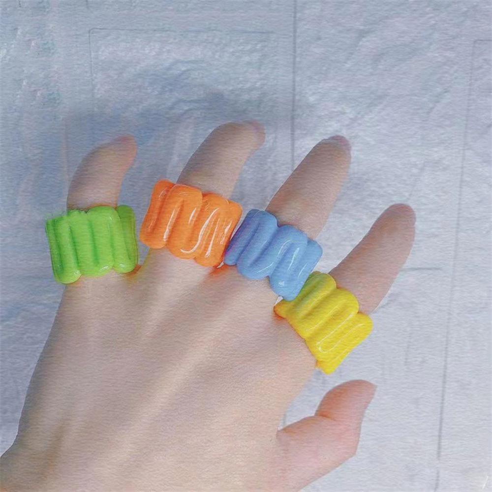 Nhẫn Acrylic Hình Chú Vịt Dễ Thương Phong Cách Punk Cho Nữ