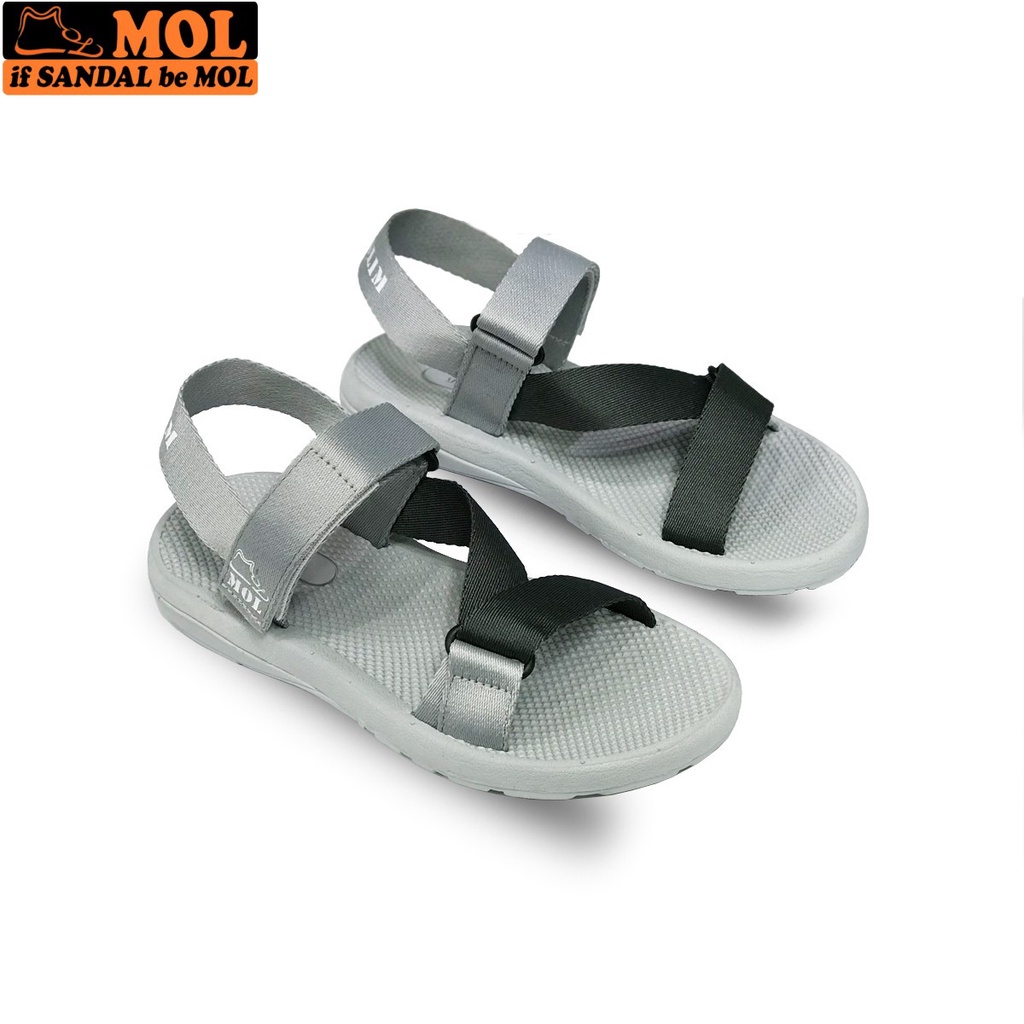 Sandal couple nam nữ quai ngang đế mõng có quai hậu cố định cho cặp đôi mang đi học đi biển du lịch hiệu MOL MS1166B
