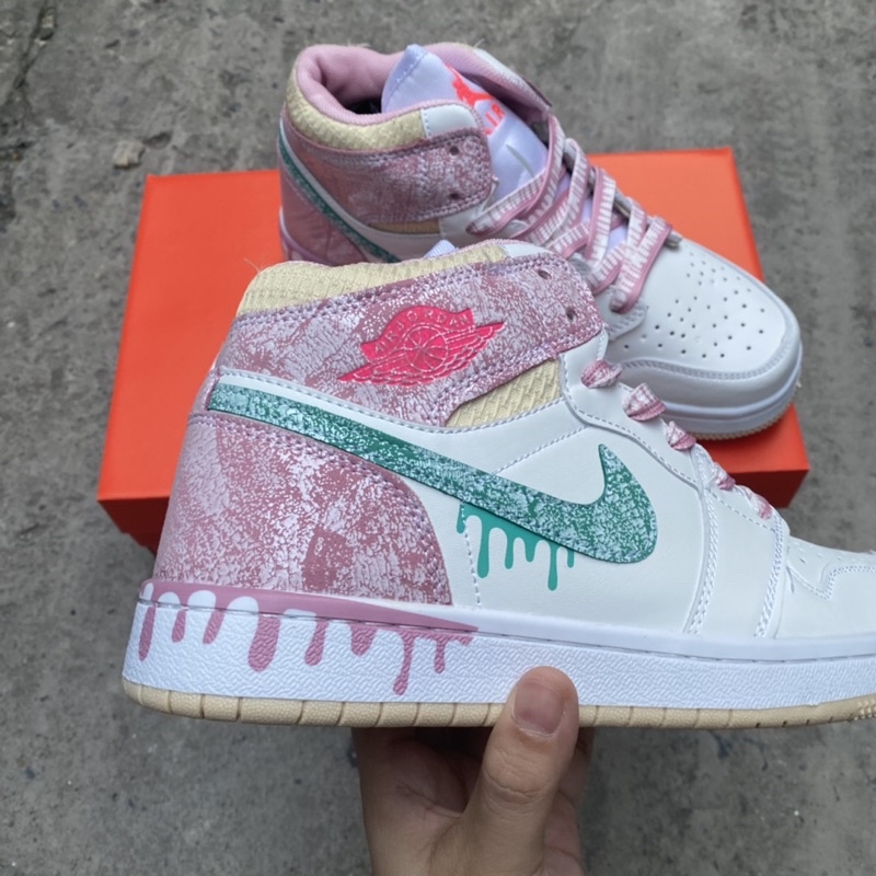 Giầy Jordan 1 hồng icecream cao cổ Fullbox