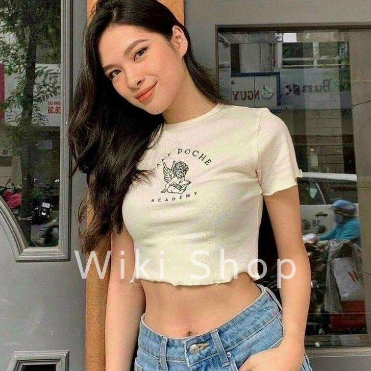 [C192] [CHEAPY] Áo croptop THIÊN THẦN freesize - Áo croptop cộc tay thun tăm freesize phom ôm tôn dáng sexy giá rẻ