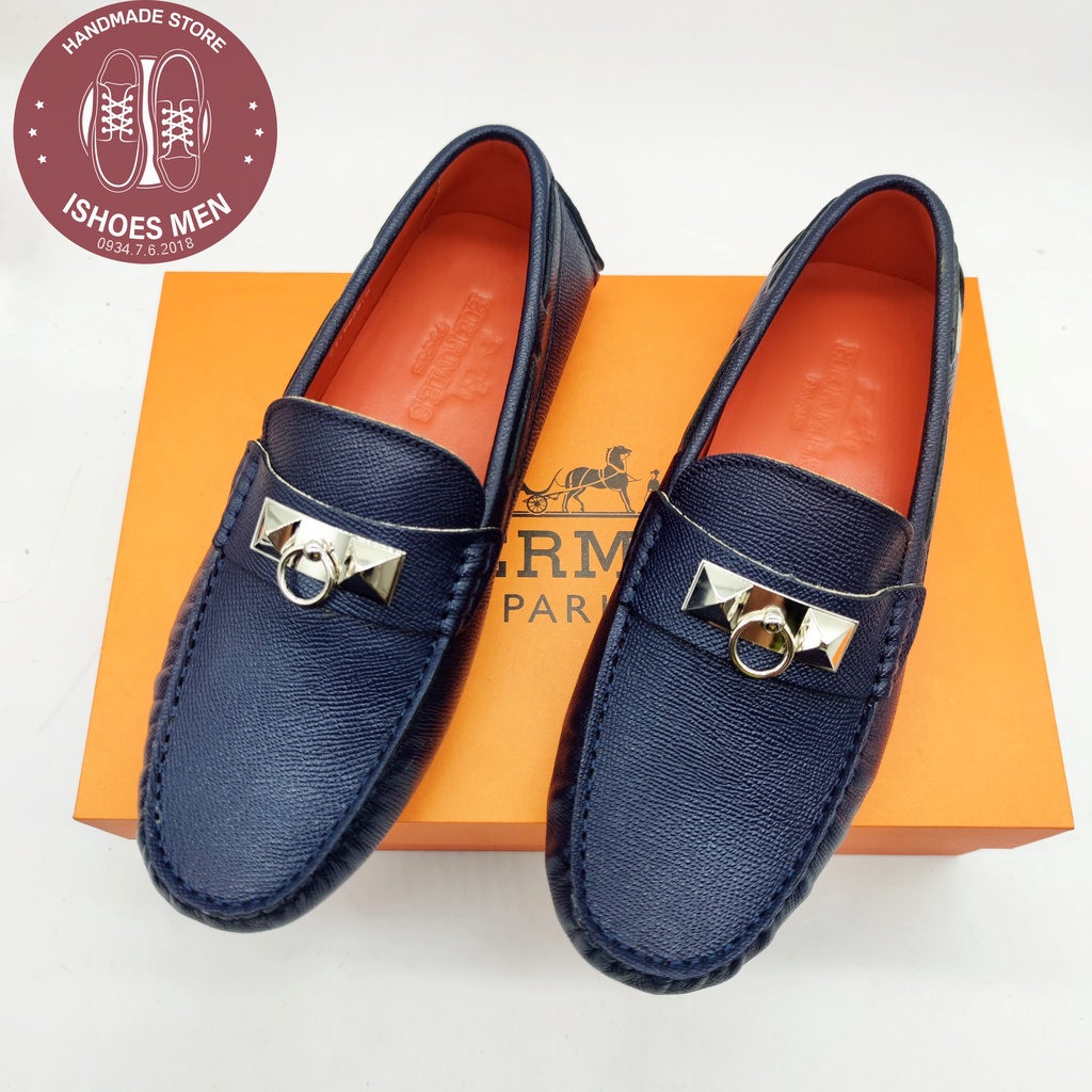 Giày Lười Da Nam, Giầy Mọi Moca nam HM Thời trang da bò xịn 100% cao cấp Full box