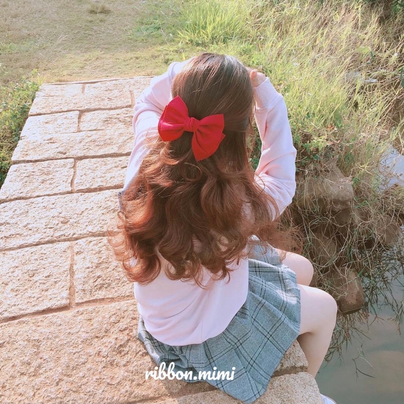 [ Hàng Thiết Kế ] Kẹp Tóc Nơ 2 Tầng Handmade Vải Cao Cấp Ribbon.mimi Mie cột / kẹp
