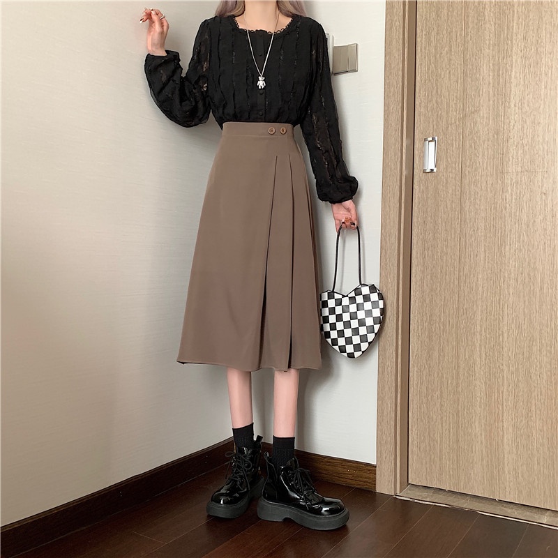 Chân Váy Chữ A Lưng Cao Thiết Kế Mới Thời Trang Mùa Xuân Dành Cho Nữ