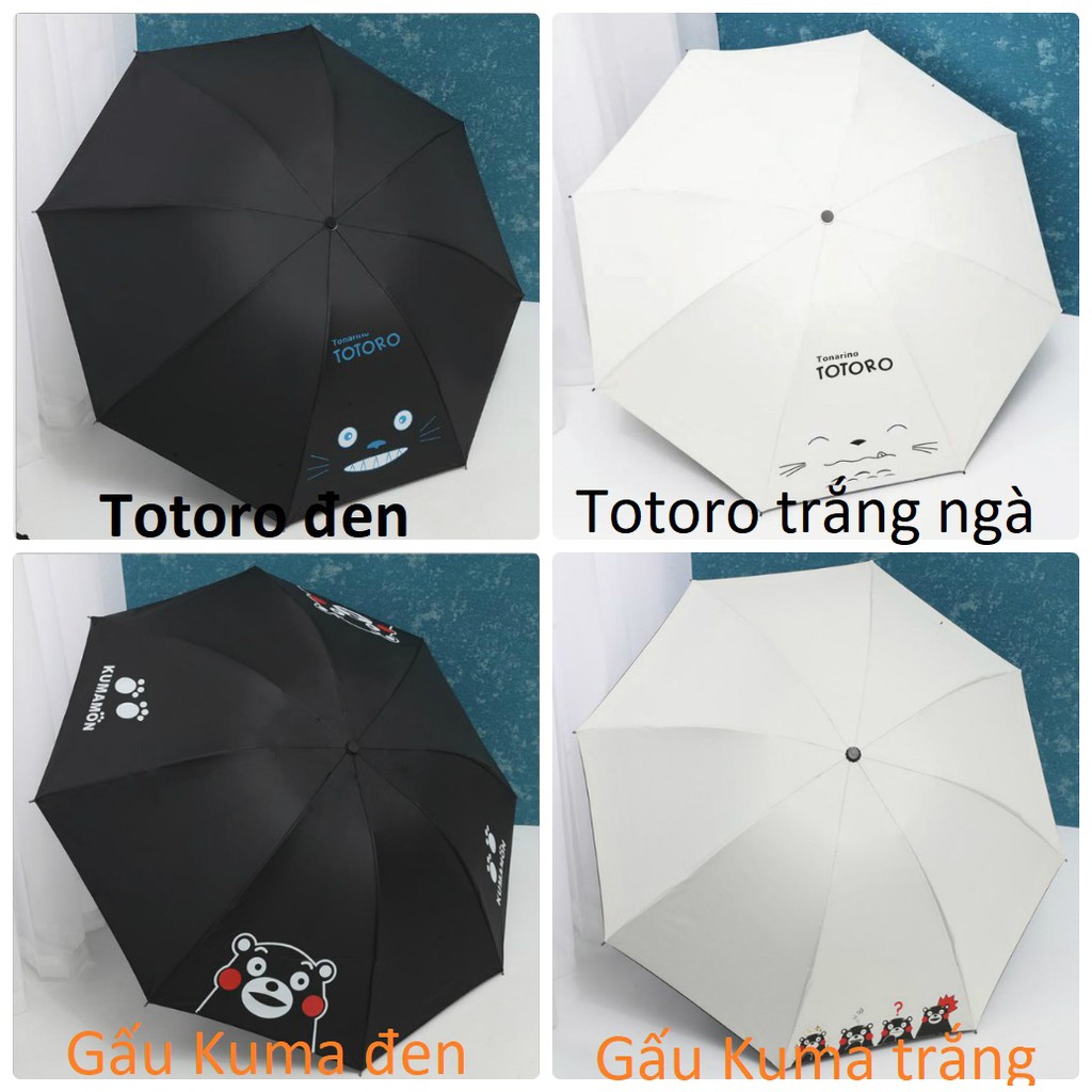 Ô chống tia UV Gấu bear , totoro trang trí nhẹ nhàng ( ô dù che mưa gấp gọn )