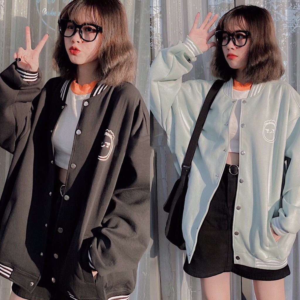Áo Khoác BOMBER FACE Tay Dài Form Rộng Ulzzang Unisex (Ảnh Thật)