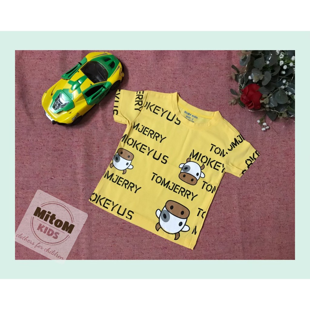 Áo cotton bé trai ♥️ FREESHIP ♥️ Chất thun cotton mềm mịn, họa tiết chú bò siêu cute
