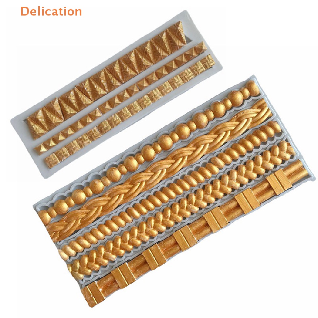 [Delication] Khuôn Silicone Làm Kẹo Đường Bên Hông Bánh Ngọc Đá Quý Hình Hoa Gợn Sóng