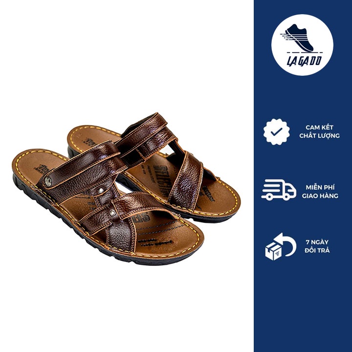 Dép da nam dép da bò cao cấp đẹp quai chéo ngang có quai hậu thời trang niên trẻ trung