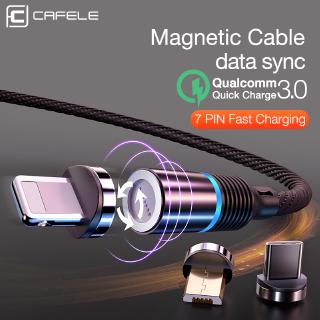 Cafele mới nhất led qc3.0 cáp usb từ tính cho iphone micro usb cáp loại c sạc cáp bện cho samsung xiaomi huawei