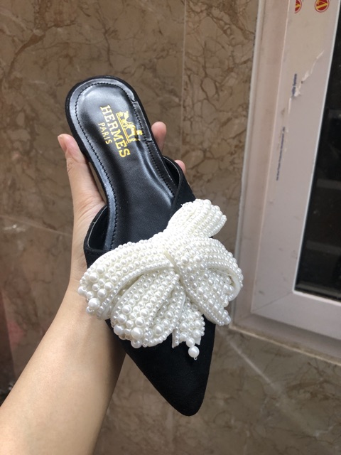 Dép sục nơ ngọc chất đẹp