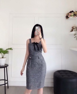 Đầm body bố hai dây