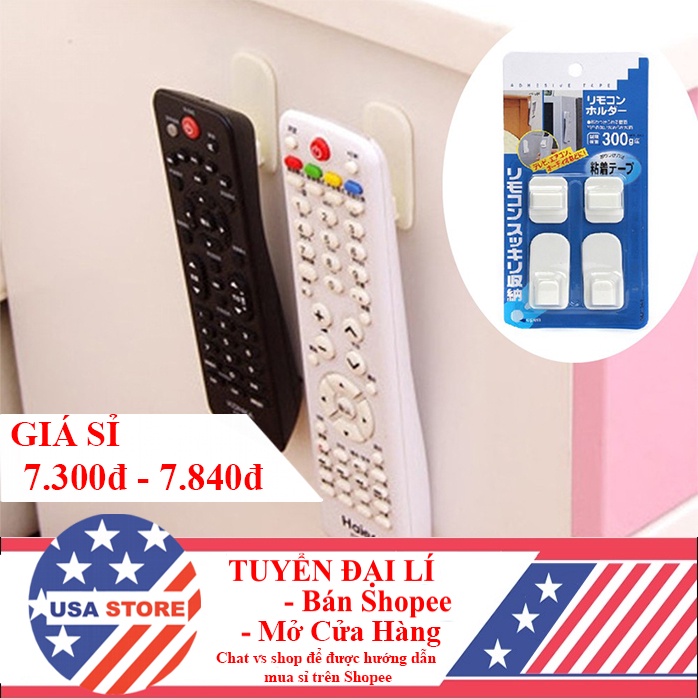Vỉ 2 Bộ Khung Treo Điều Khiển Remote Các Loại - Giá Treo Chìa Khóa X4 Dính Tường Siêu Chắc