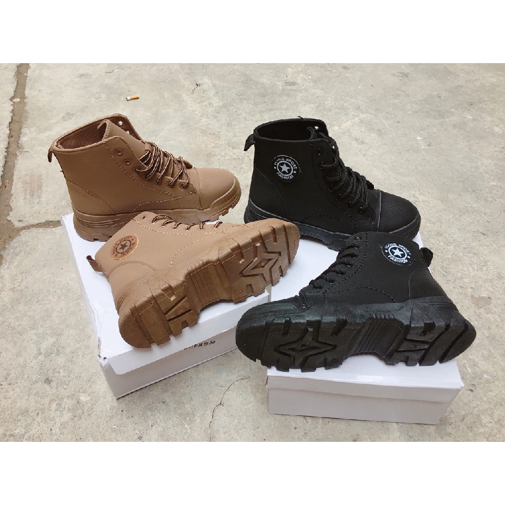 Giày Boot Thể Thao Cao Cổ Chât Da Mịn Đế Răng Cưa phối Logo Sườn Cực Chất H1(Fullbox) | BigBuy360 - bigbuy360.vn