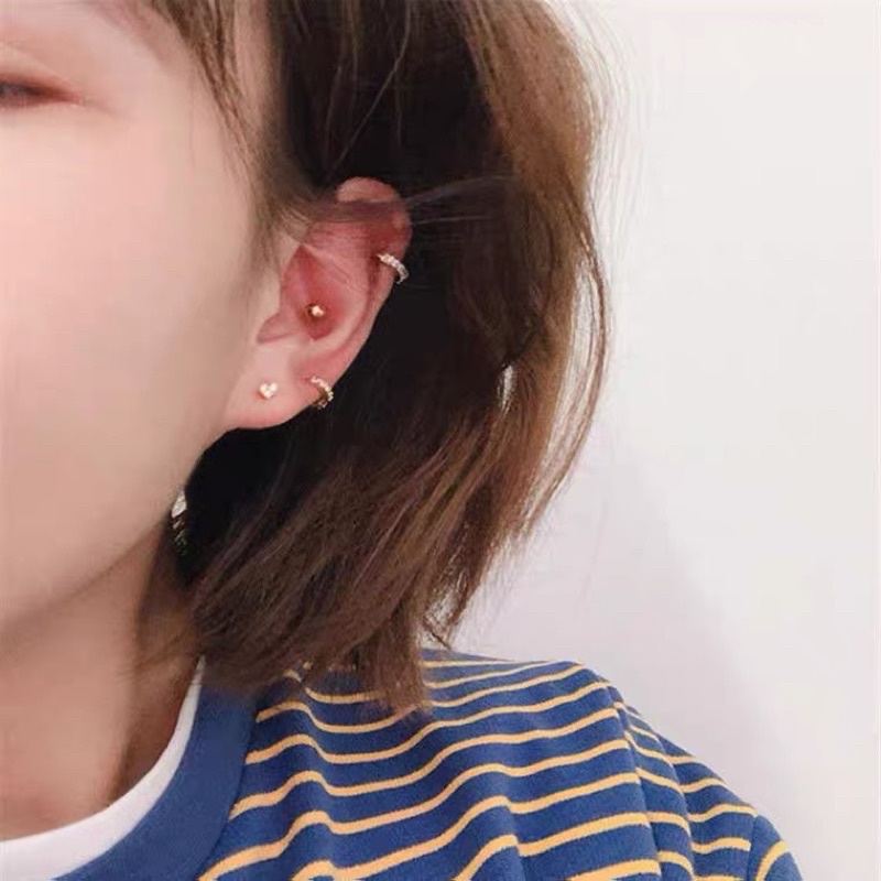 Khuyên Tai Nữ Bông Tai Tròn Đính Đá Nhân Tạo Lấp Lánh