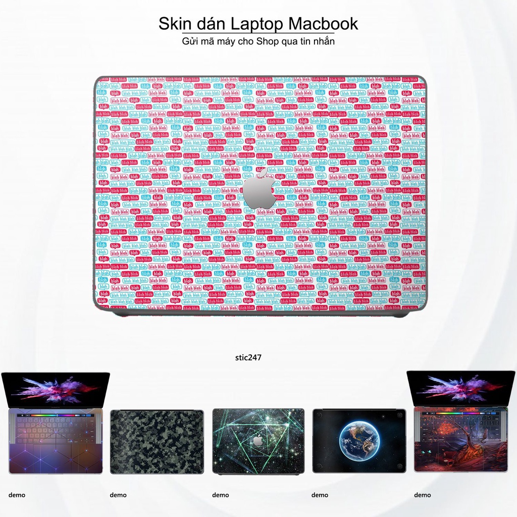 Skin dán Macbook mẫu Blah Blah - stic247 (đã cắt sẵn, inbox mã máy cho shop)