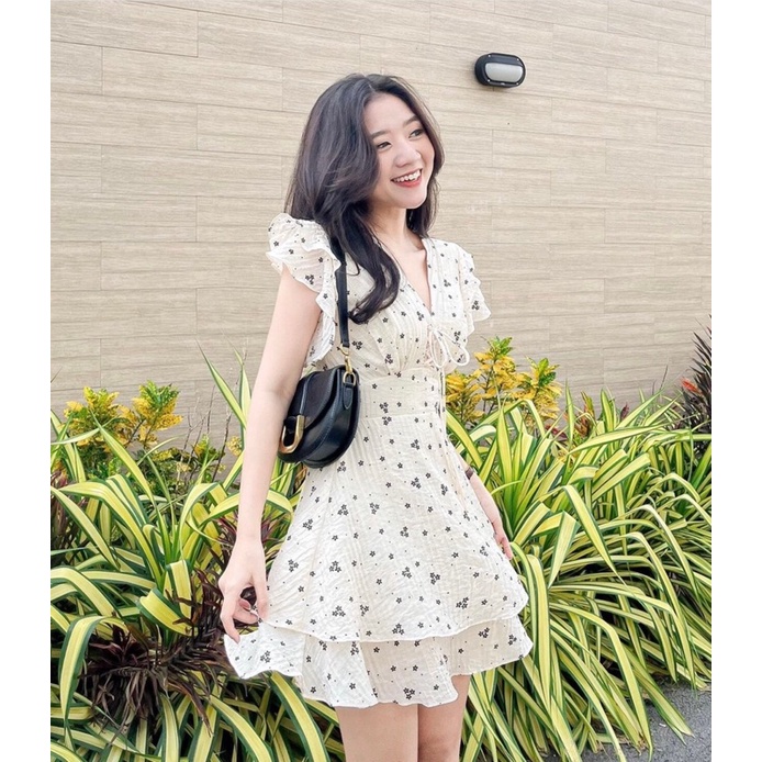 (Có Bigsize) ĐẦM NUDE NỀN HOA TAY TIÊN ĐAN NGỰC H17