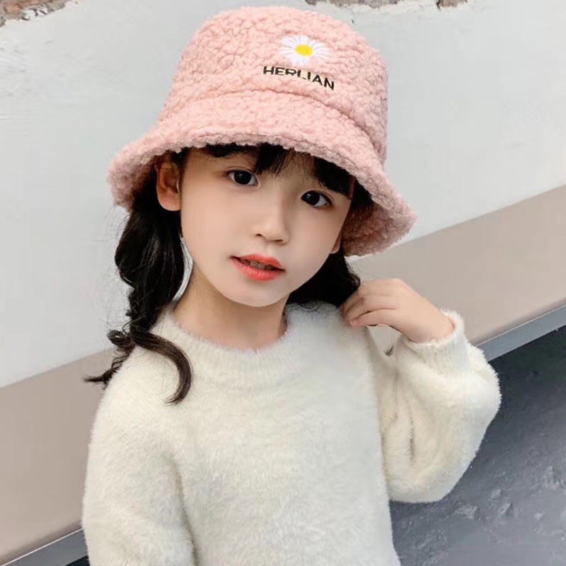 Phụ kiện, mũ - nón Bucket Retro lông cừu, giữ ấm phong cách Hàn Quốc Ulzzang