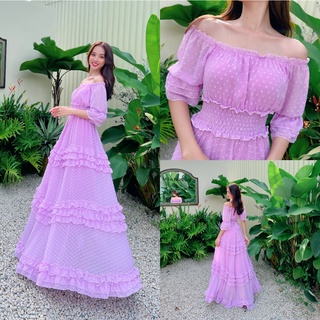 Đầm maxi tím bèo xòe siêu xinh