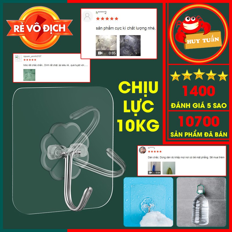 Combo 10 móc dính treo tường - móc dán tường treo đồ trong suốt