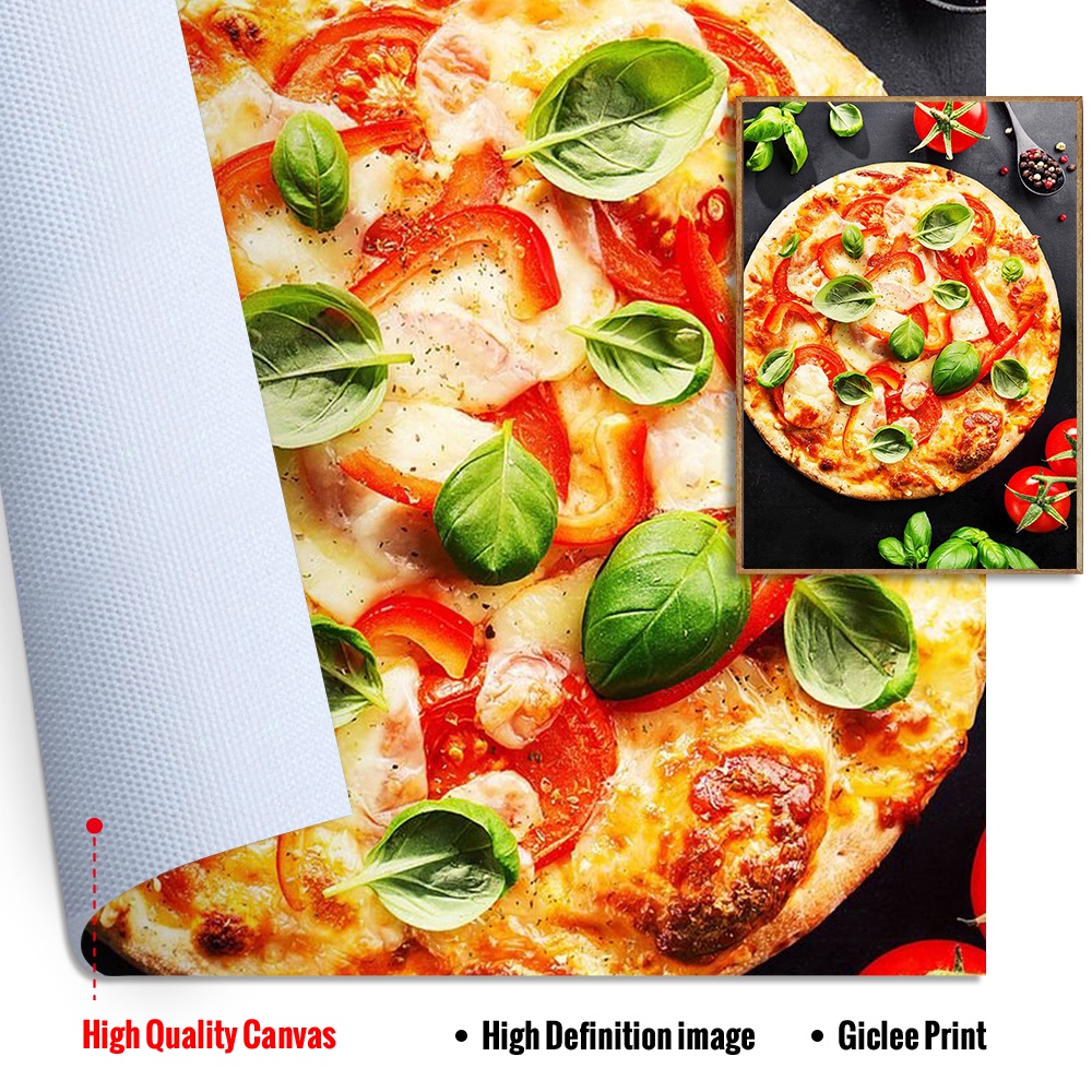 Tranh Vải Bạt Treo Tường In Hình Thức Ăn/Bizza/Bánh Pizza Trang Trí Nhà Bếp Nhà Hàng