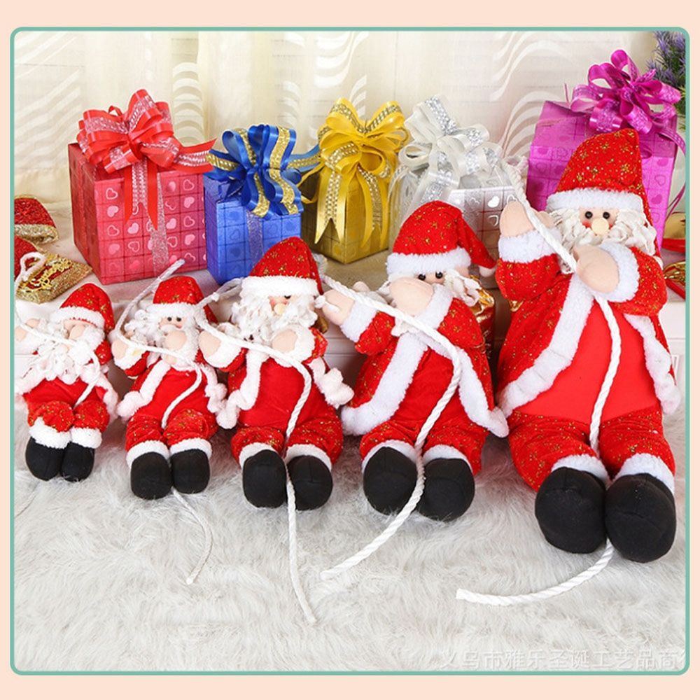 Búp bê nhồi bông hình ông già Noel leo dây ngộ nghĩnh dùng trang trí Giáng Sinh/ năm mới