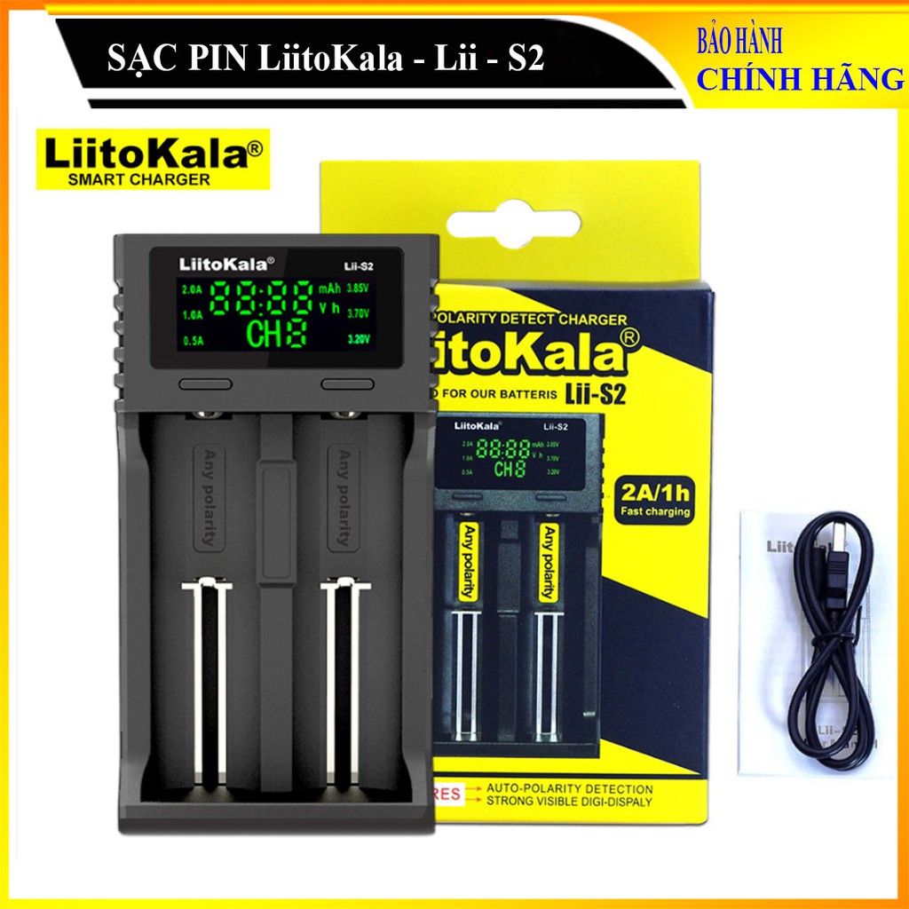 Bộ Sạc Pin Đa Năng LiitoKala Lii-S2 - Sạc pin thông minh, sạc được hầu hết các loại pin dạng trụ