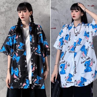[SIÊU NGẦU] Áo sơ mi hoạt hình chuột STITCH sẵn kho 2 màu (Sỉ từ 2sp bát kì)