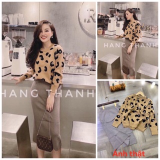 Set len da báo chân váy len ghi(ko bán rời)