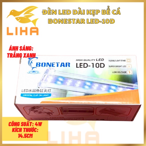 Đèn Led Dài Kẹp Bể Cá Bonestar D10 (4W-14.5cm) - Ánh Sáng Trắng Xanh