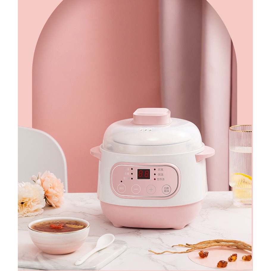 Nồi Nấu Cháo Chậm, Chưng Yến - Nồi Hầm Cách Thủy Đa Năng Dung Tích 1L, Lòng Nồi Bằng Sứ Giữ Nhiệt Tốt Hơn