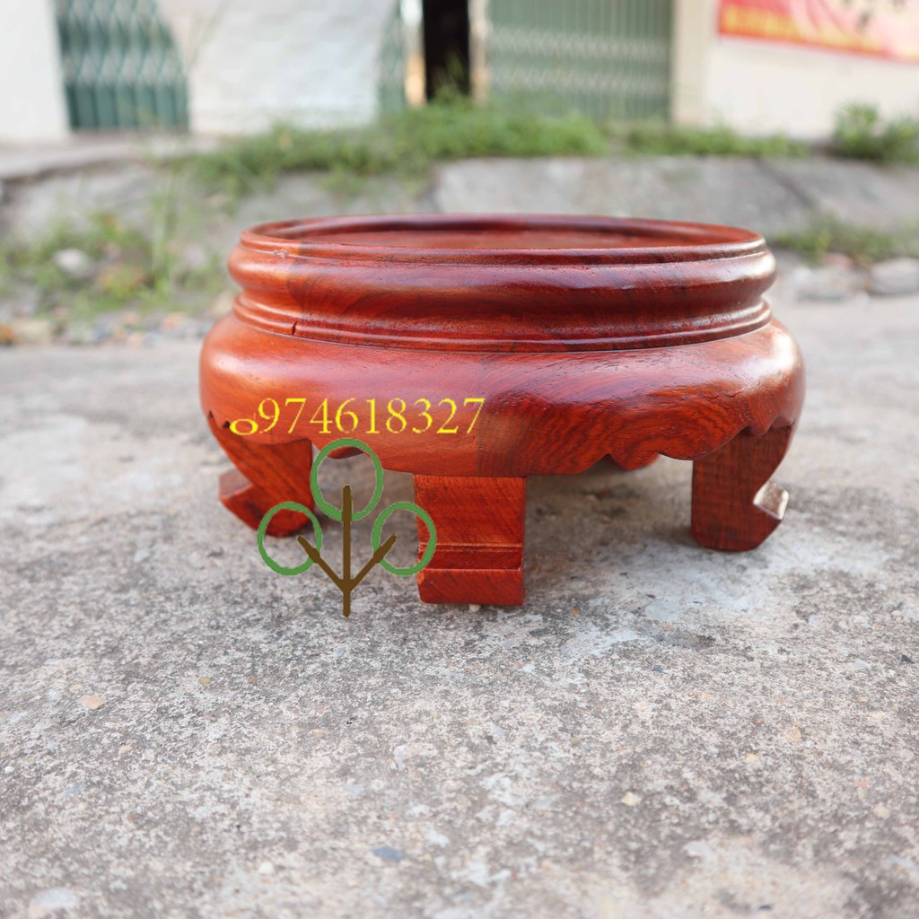 Kỷ tròn-đế chân tròn-Đế kê bát hương gỗ hương cao 9cm