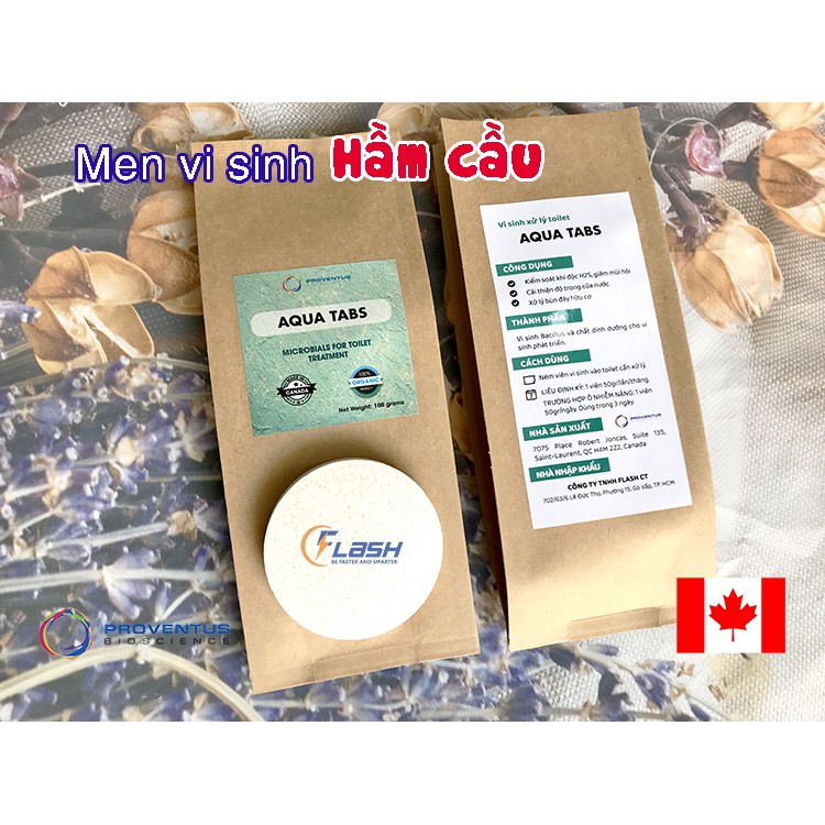 Men Vi Sinh Hầm cầu Bể phốt AQUA TABS CANADA - 100gr ( 2 viên x 50gr)