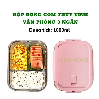 Hộp cơm thủy tinh 1000ml văn phòng 3 ngăn-hộp cơm văn phòng