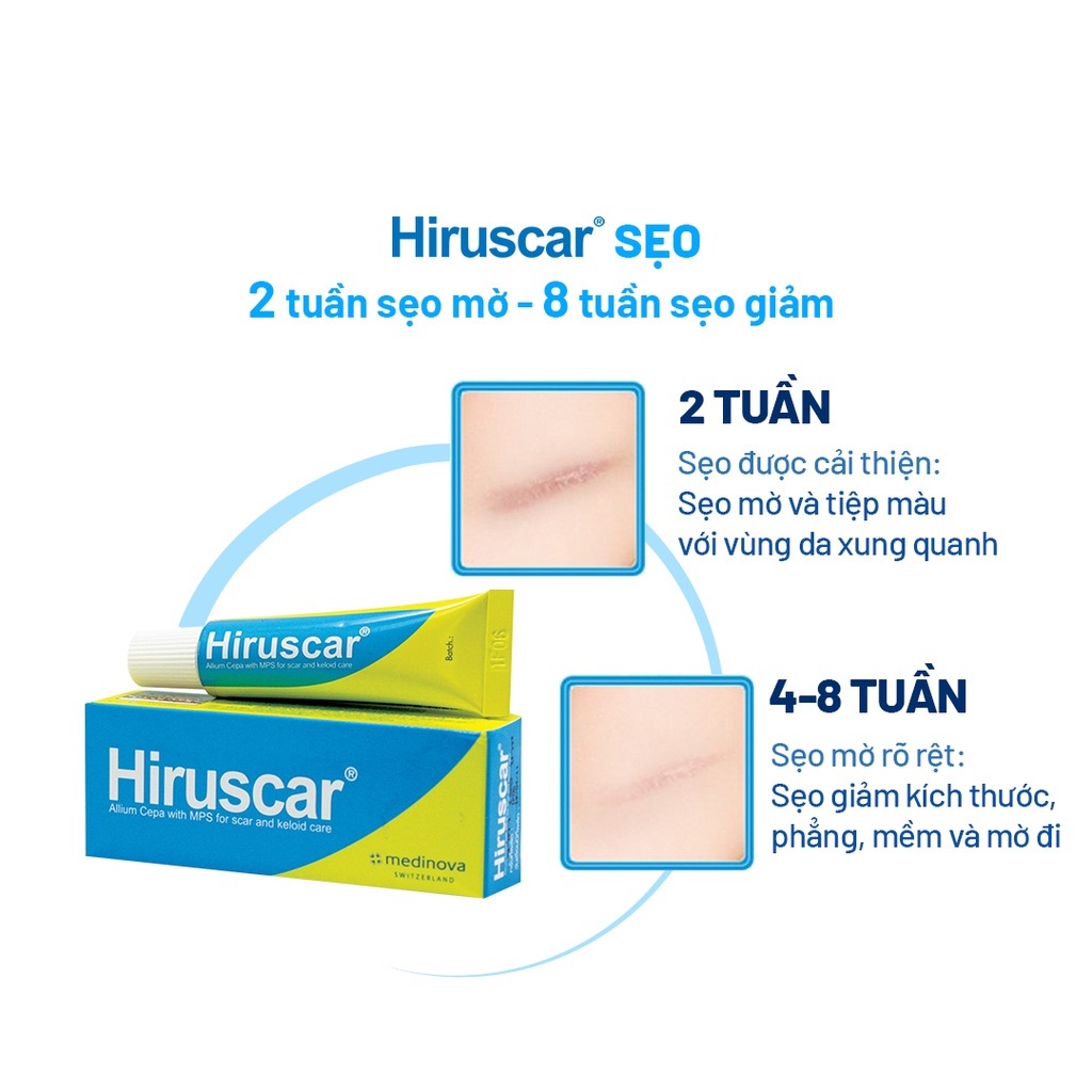 Hiruscar 5g, Gel cải thiện sẹo vừa, sẹo lõm, sẹo thâm